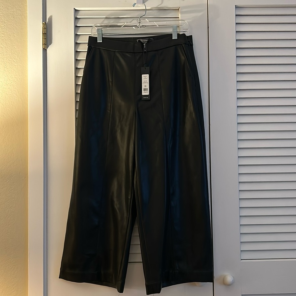 Faux Leather Wide Leg Capris BCBG NWT